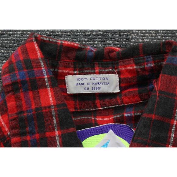 Northcrest Mens Medium Red Plaid Flannel Long Sleeve VTG Lumberjack - Picture 6 of 13